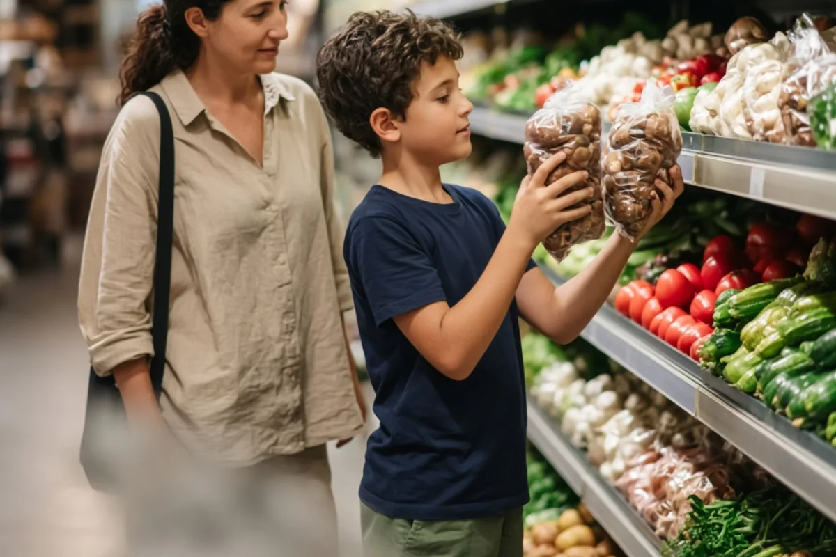 Grocery shop price compare para yönetimini öğrenen child