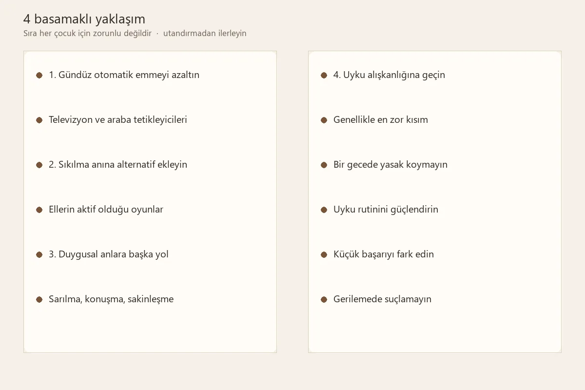 Çocuklarda parmak emme alışkanlığını azaltmak için dört basamaklı yaklaşım