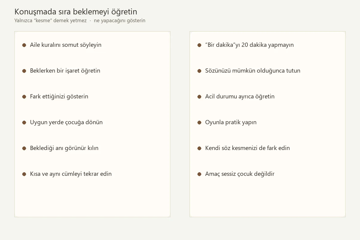 Çocuklara konuşma sırasında sıra beklemeyi öğretme