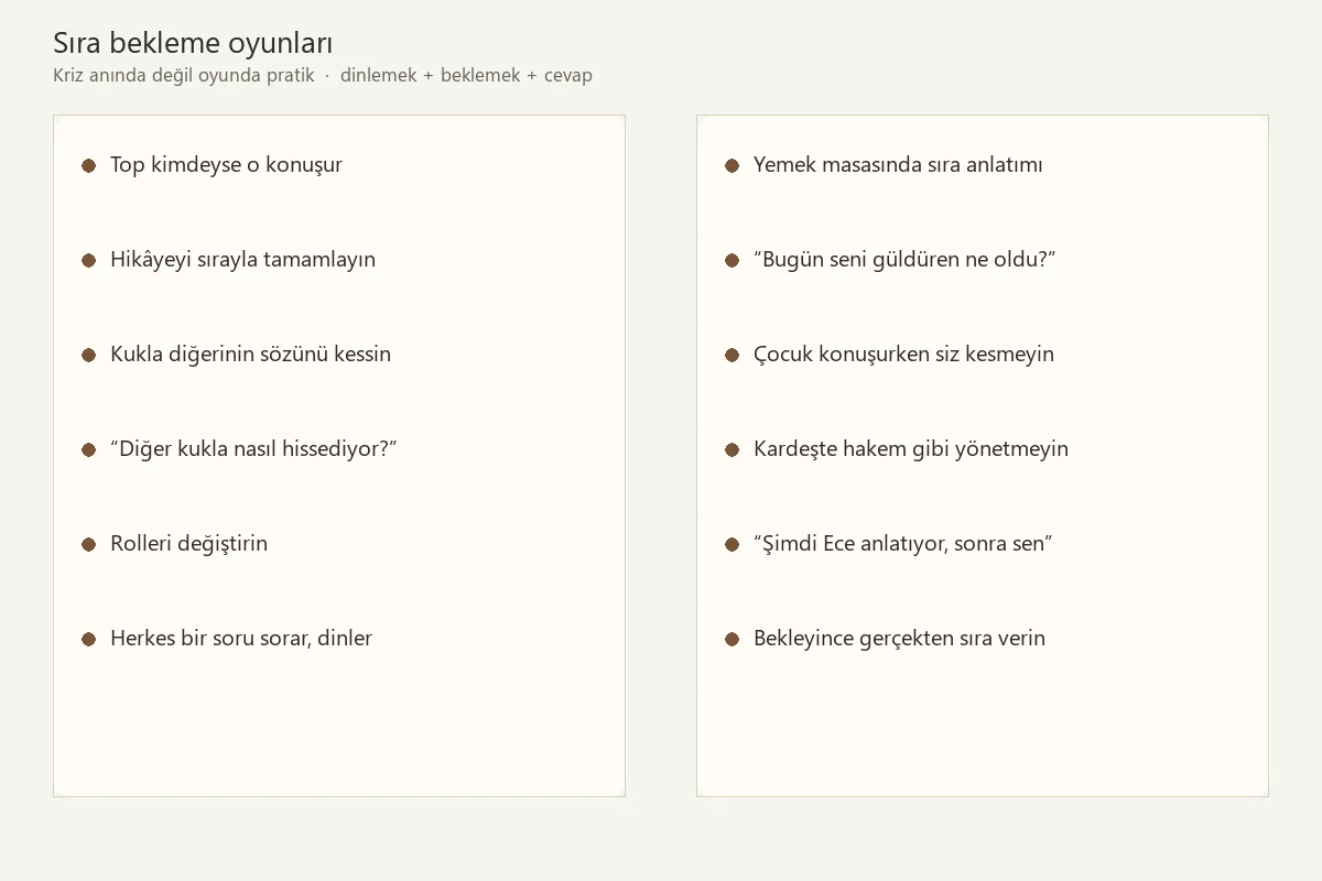 Çocukla konuşma sırası ve dinleme becerisini geliştiren oyunlar
