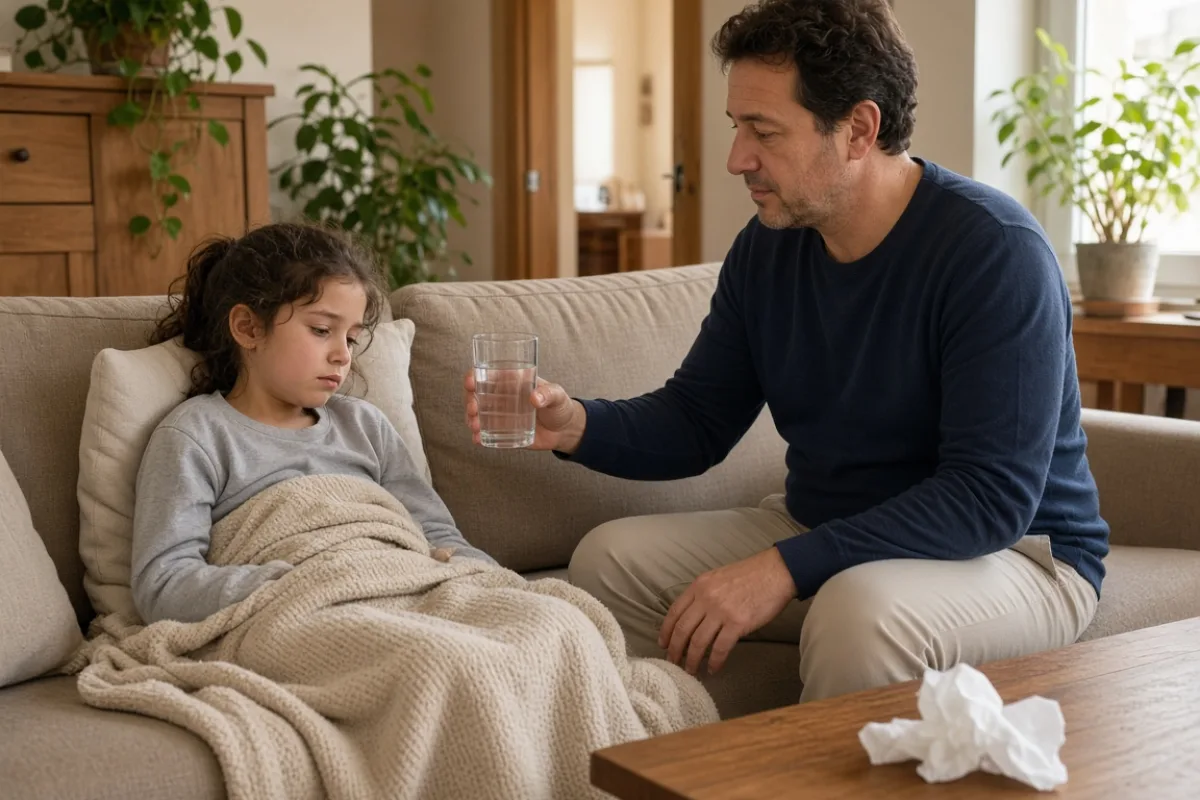 Vomiting and diarrhoea living children at home rest and fluid follow