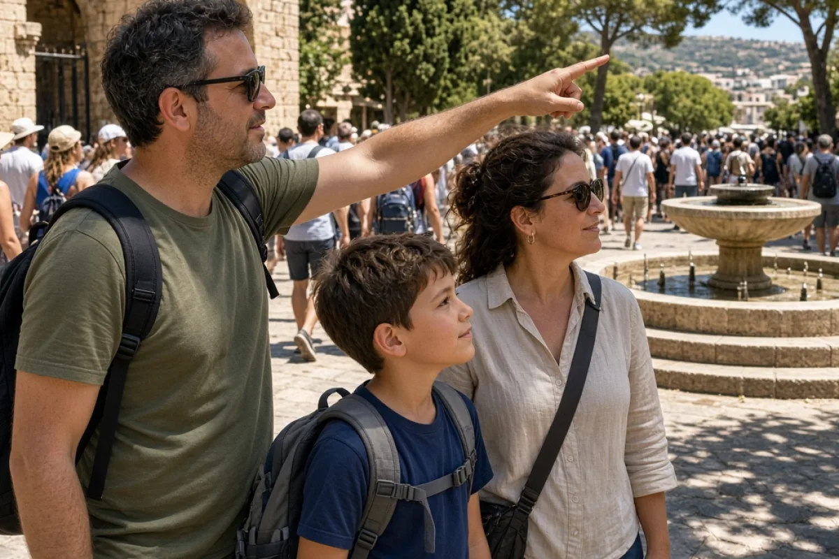 Kalabalık etkinlikte buluşma noktası belirleyen aile