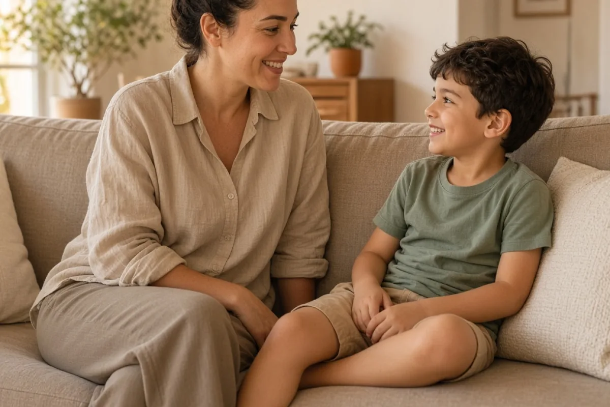 Evde çocukla güvenlik senaryosu çalışan aile