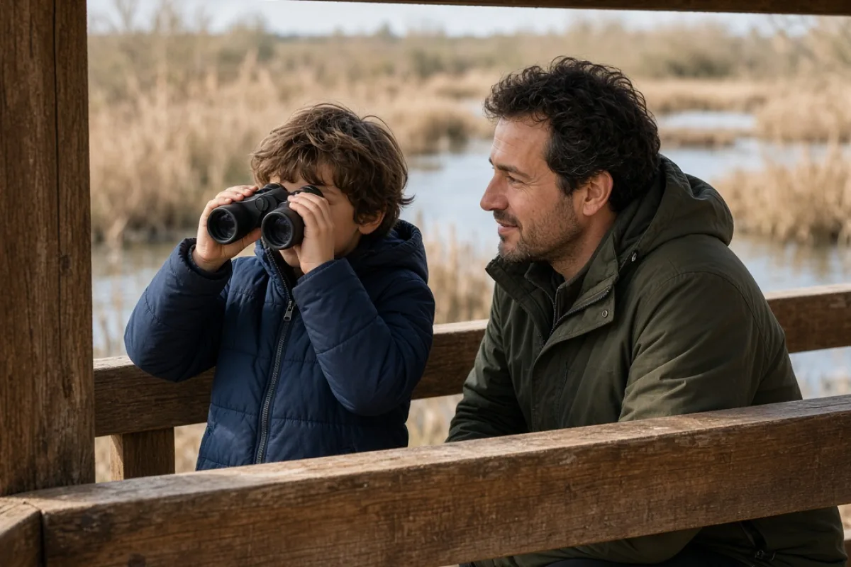 Children determine noktadan dürbünle bird observation do