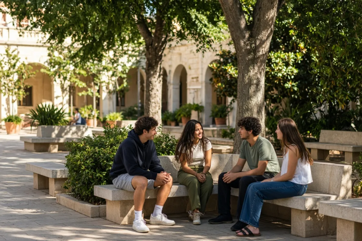 University campus social life area