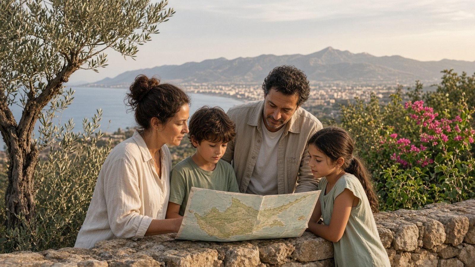 Kıbrıs’ta yaşayacakları bölgeyi araştıran çocuklu aile