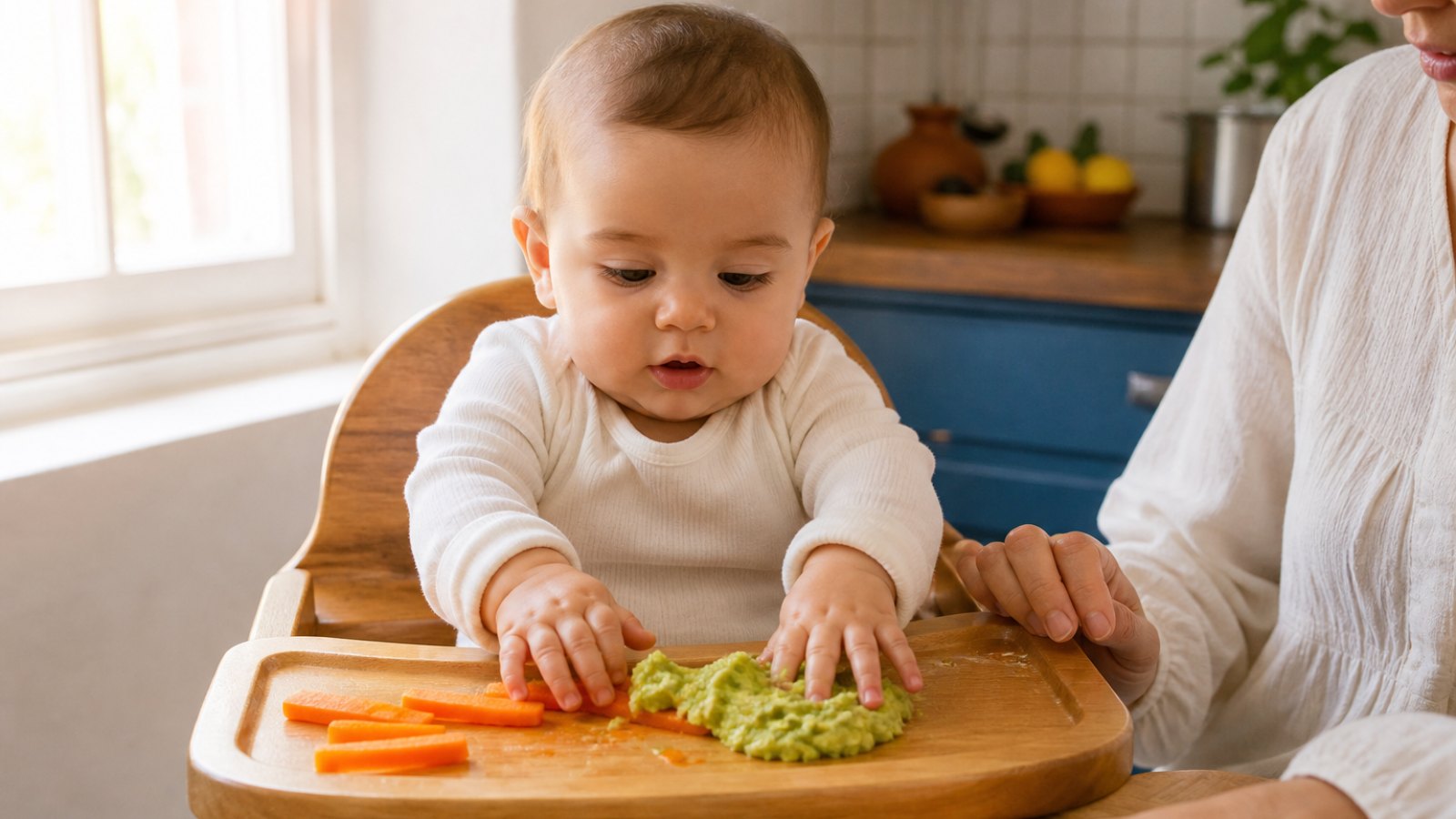 Baby food chair soft finger food own eliyle keşfeden approximately six monthly baby