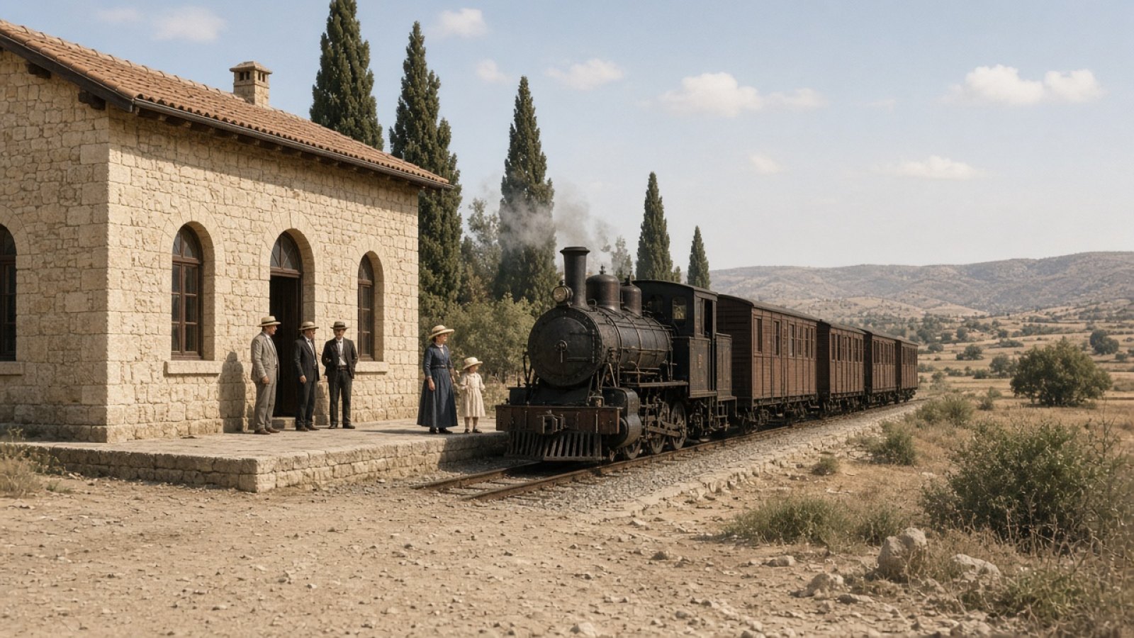 Kıbrıs’ta eski buharlı tren ve tarihî demiryolu istasyonu