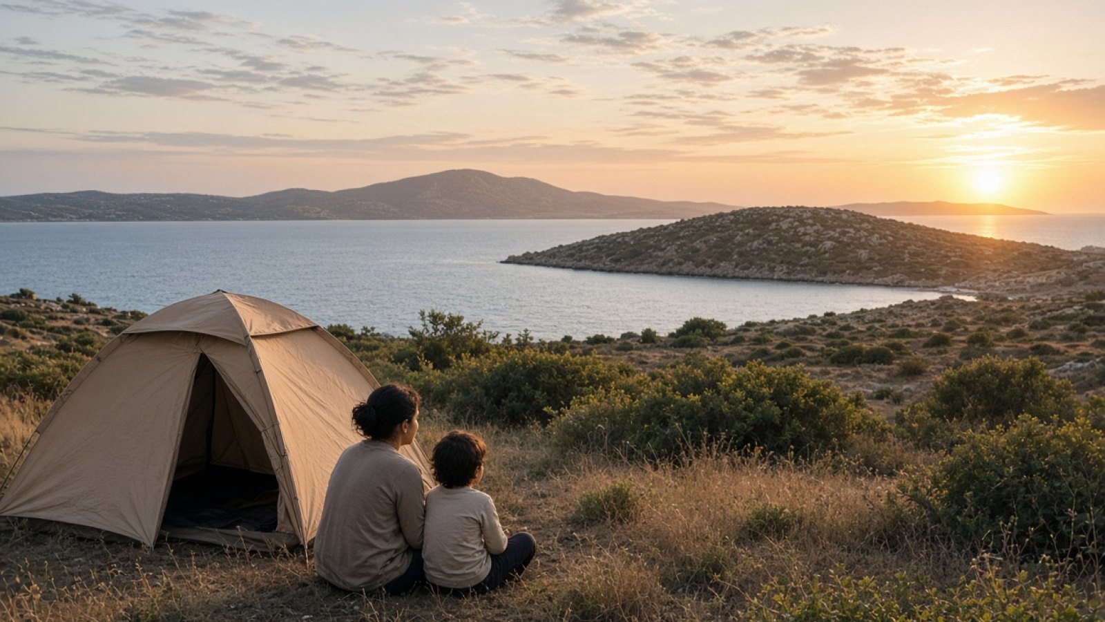 In Northern Cyprus sea view natural area children kamp yapan family