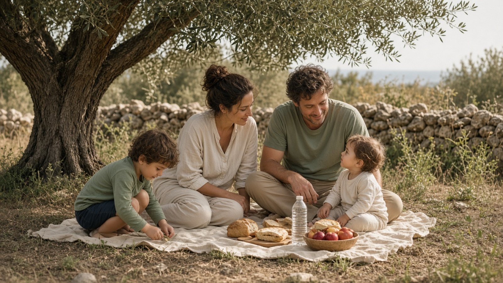 In Cyprus children open weather piknik yapan family