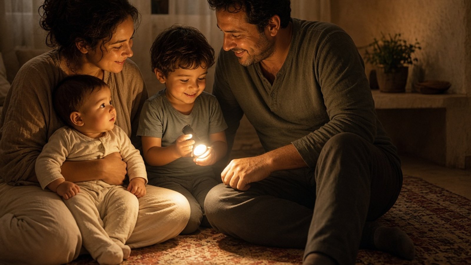 Kıbrıs’ta elektrik kesintisine hazırlıklı çocuklu aile